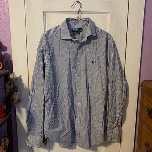 Polo by Ralph Lauren Men’s Blue Striped Long Sleeve Button Down Shirt